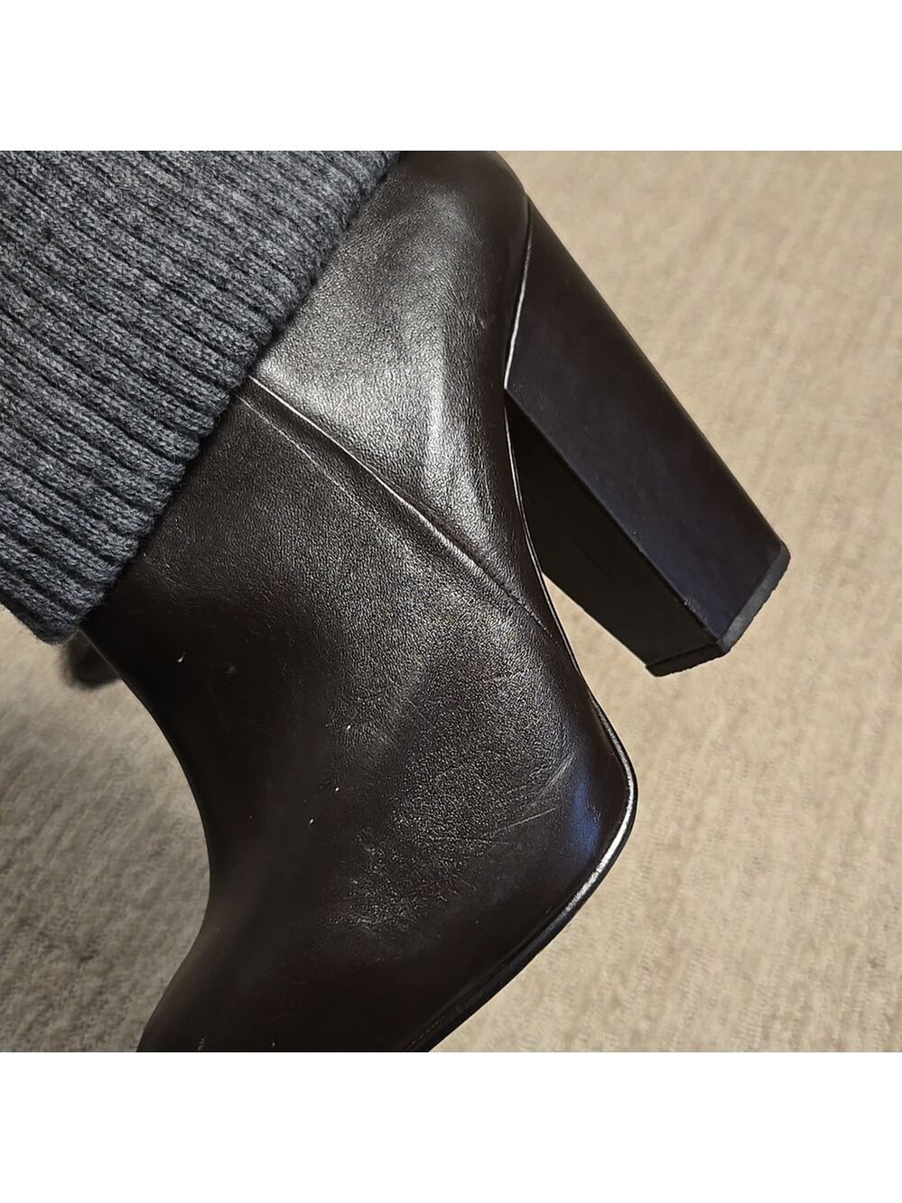 NWOT Rachel Comey Knit Cuff Heeled Booties Chocolate and Grey - Picture 10 of 13